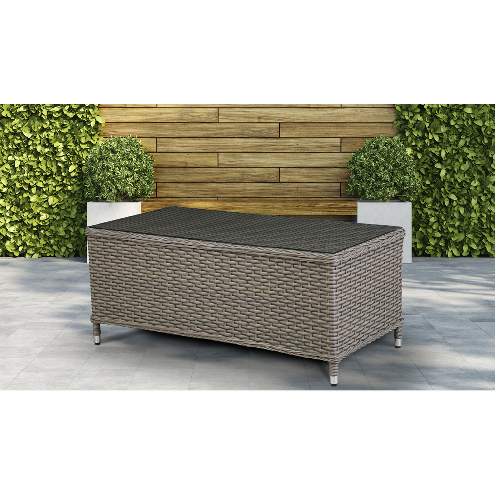 Dellonda DG71 Chester Rattan Wicker Outdoor Balcony Table with Tempered Glass Top - additional view 3