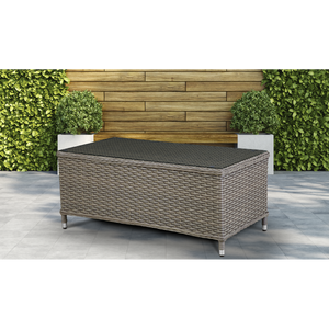 Dellonda DG71 Chester Rattan Wicker Outdoor Balcony Table with Tempered Glass Top - additional view 3