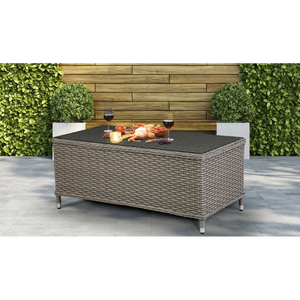 Dellonda DG71 Chester Rattan Wicker Outdoor Balcony Table with Tempered Glass Top - additional view 4