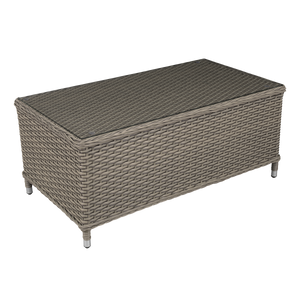 Dellonda DG71 Chester Rattan Wicker Outdoor Balcony Table with Tempered Glass Top