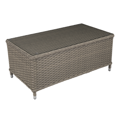 Dellonda DG71 Chester Rattan Wicker Outdoor Balcony Table with Tempered Glass Top