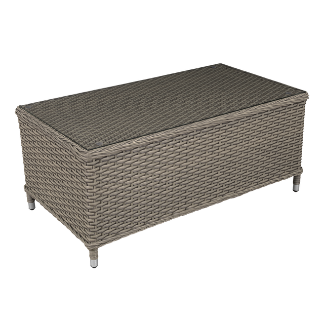 Dellonda DG71 Chester Rattan Wicker Outdoor Balcony Table with Tempered Glass Top