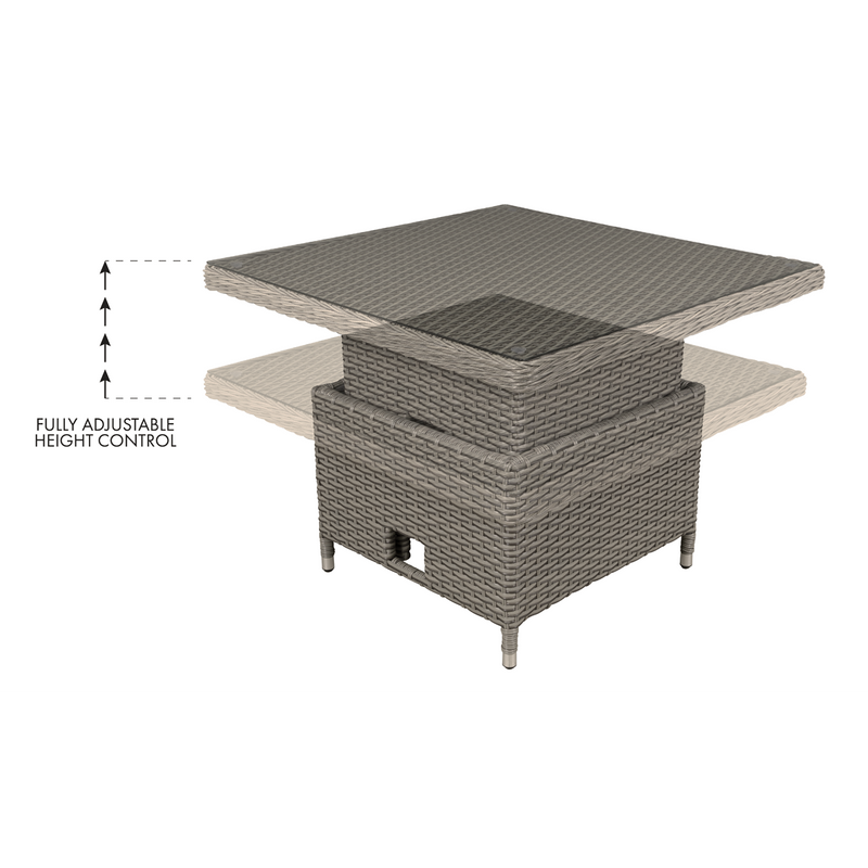 Dellonda DG73 Chester Rattan Wicker Adjustable-Height Outdoor Dining Table - additional view 6