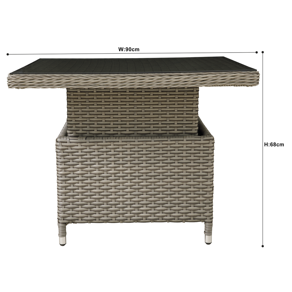 Dellonda DG73 Chester Rattan Wicker Adjustable-Height Outdoor Dining Table - additional view 10