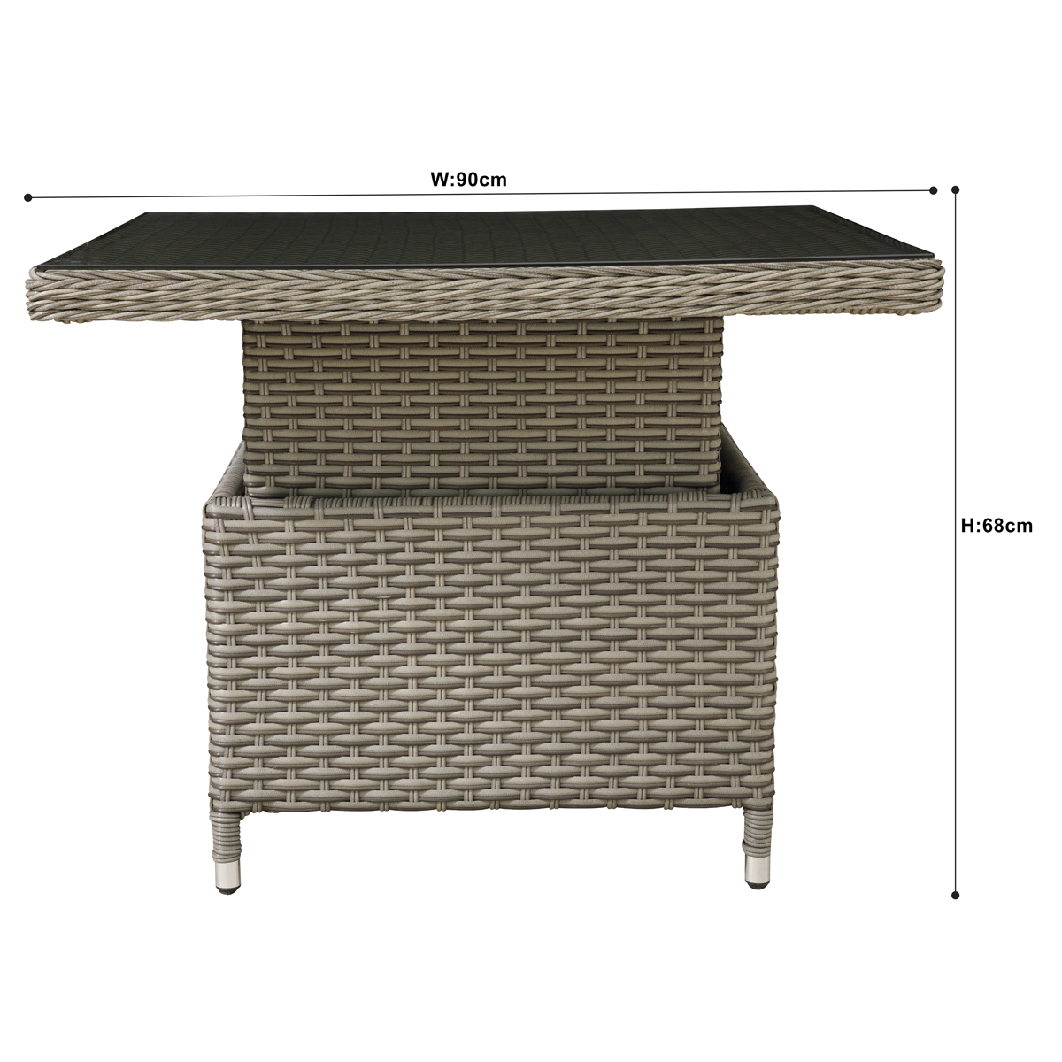 Dellonda DG73 Chester Rattan Wicker Adjustable-Height Outdoor Dining Table - additional view 10