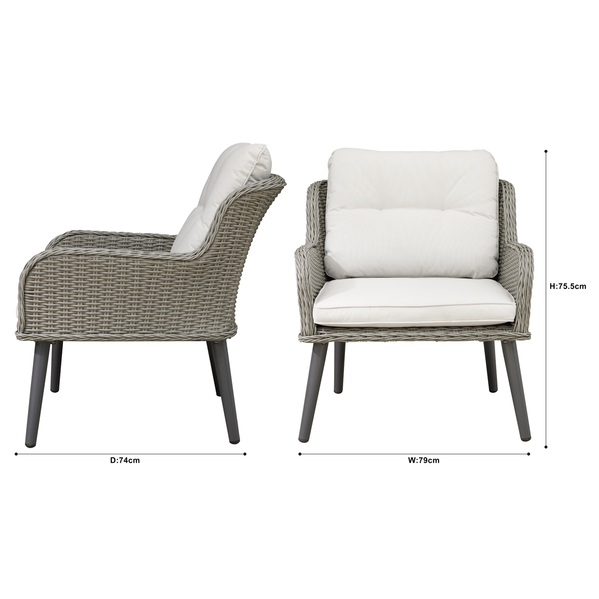 Dellonda DG79 Buxton Rattan Wicker Outdoor Chair Set 2pc - additional view 3