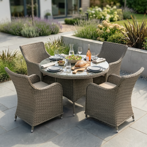 Dellonda DG85 Chester Rattan Wicker Outdoor Dining Set with Tempered Glass Tabletop 7pc - additional view 2