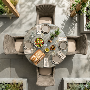 Dellonda DG85 Chester Rattan Wicker Outdoor Dining Set with Tempered Glass Tabletop 7pc - additional view 3