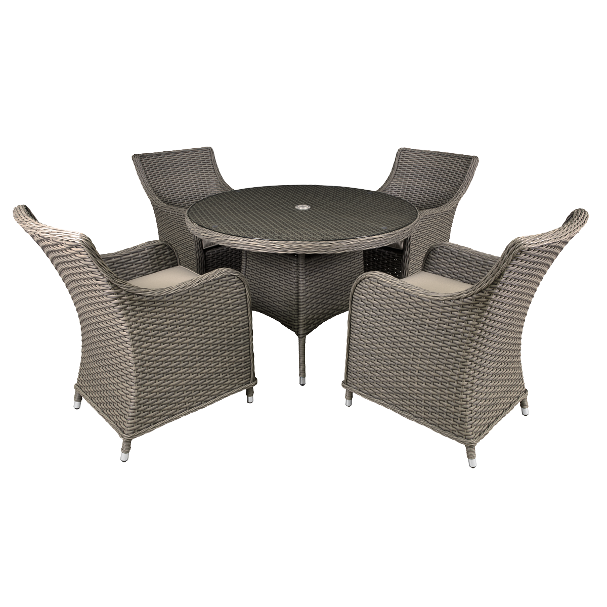 Dellonda DG84 Chester Rattan Wicker Outdoor Dining Set with Tempered Glass Tabletop 5pc