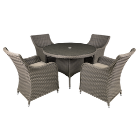 Dellonda DG84 Chester Rattan Wicker Outdoor Dining Set with Tempered Glass Tabletop 5pc