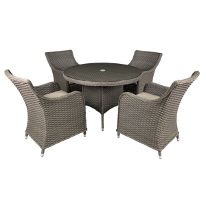 Dellonda DG84 Chester Rattan Wicker Outdoor Dining Set with Tempered Glass Tabletop 5pc