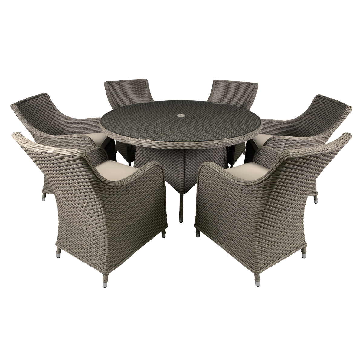Dellonda DG85 Chester Rattan Wicker Outdoor Dining Set with Tempered Glass Tabletop 7pc