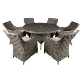 Dellonda DG85 Chester Rattan Wicker Outdoor Dining Set with Tempered Glass Tabletop 7pc