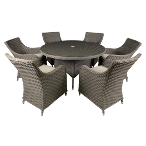 Dellonda DG85 Chester Rattan Wicker Outdoor Dining Set with Tempered Glass Tabletop 7pc