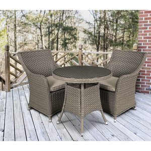 Dellonda DG86 Chester Rattan Wicker Outdoor Dining Set with Tempered Glass Tabletop 3pc - additional view 3