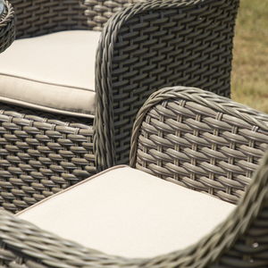 Dellonda DG86 Chester Rattan Wicker Outdoor Dining Set with Tempered Glass Tabletop 3pc - additional view 4
