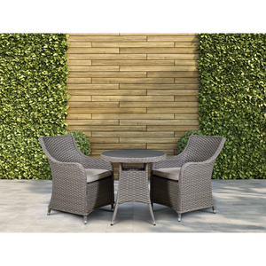 Dellonda DG86 Chester Rattan Wicker Outdoor Dining Set with Tempered Glass Tabletop 3pc - additional view 5
