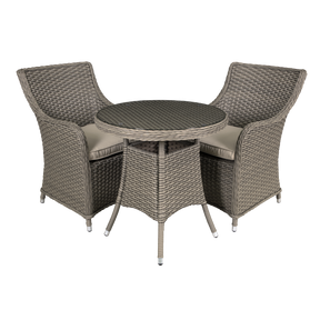 Dellonda DG86 Chester Rattan Wicker Outdoor Dining Set with Tempered Glass Tabletop 3pc