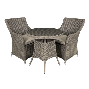 Dellonda DG86 Chester Rattan Wicker Outdoor Dining Set with Tempered Glass Tabletop 3pc