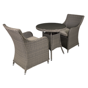 Dellonda DG86 Chester Rattan Wicker Outdoor Dining Set with Tempered Glass Tabletop 3pc - additional view 2