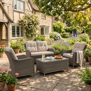 Dellonda DG87 Chester Rattan Wicker Outdoor Lounge Set 4pc - additional view 4