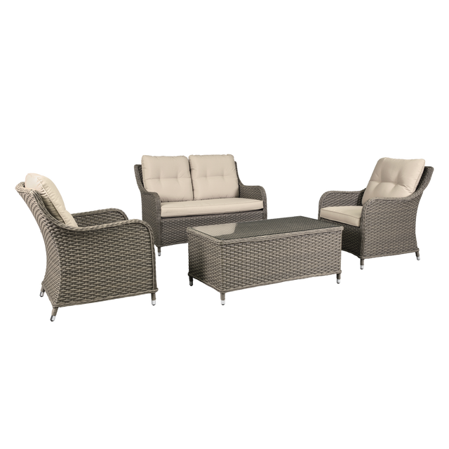 Dellonda DG87 Chester Rattan Wicker Outdoor Lounge Set 4pc