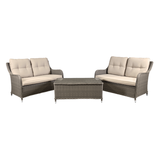 Dellonda DG88 Chester Rattan Wicker Outdoor Lounge Set 3pc