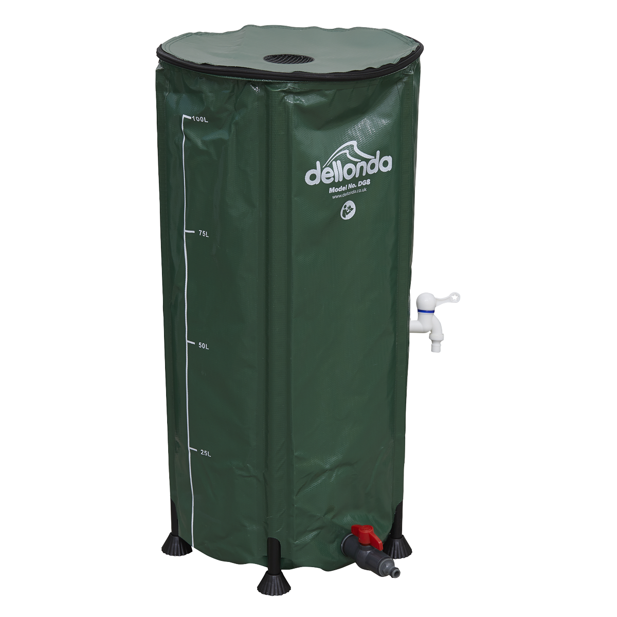 Dellonda DG8 Collapsible PVC Garden Water Butt with Zipped Lid & Drain Tap 100L