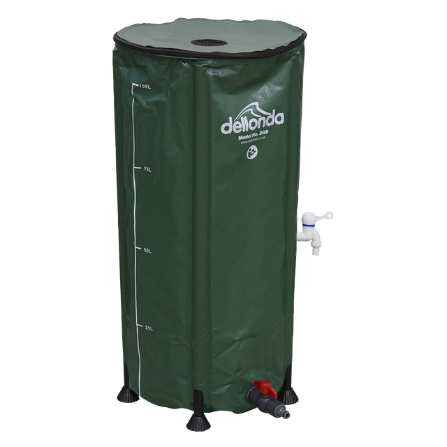 Dellonda DG8 Collapsible PVC Garden Water Butt with Zipped Lid & Drain Tap 100L