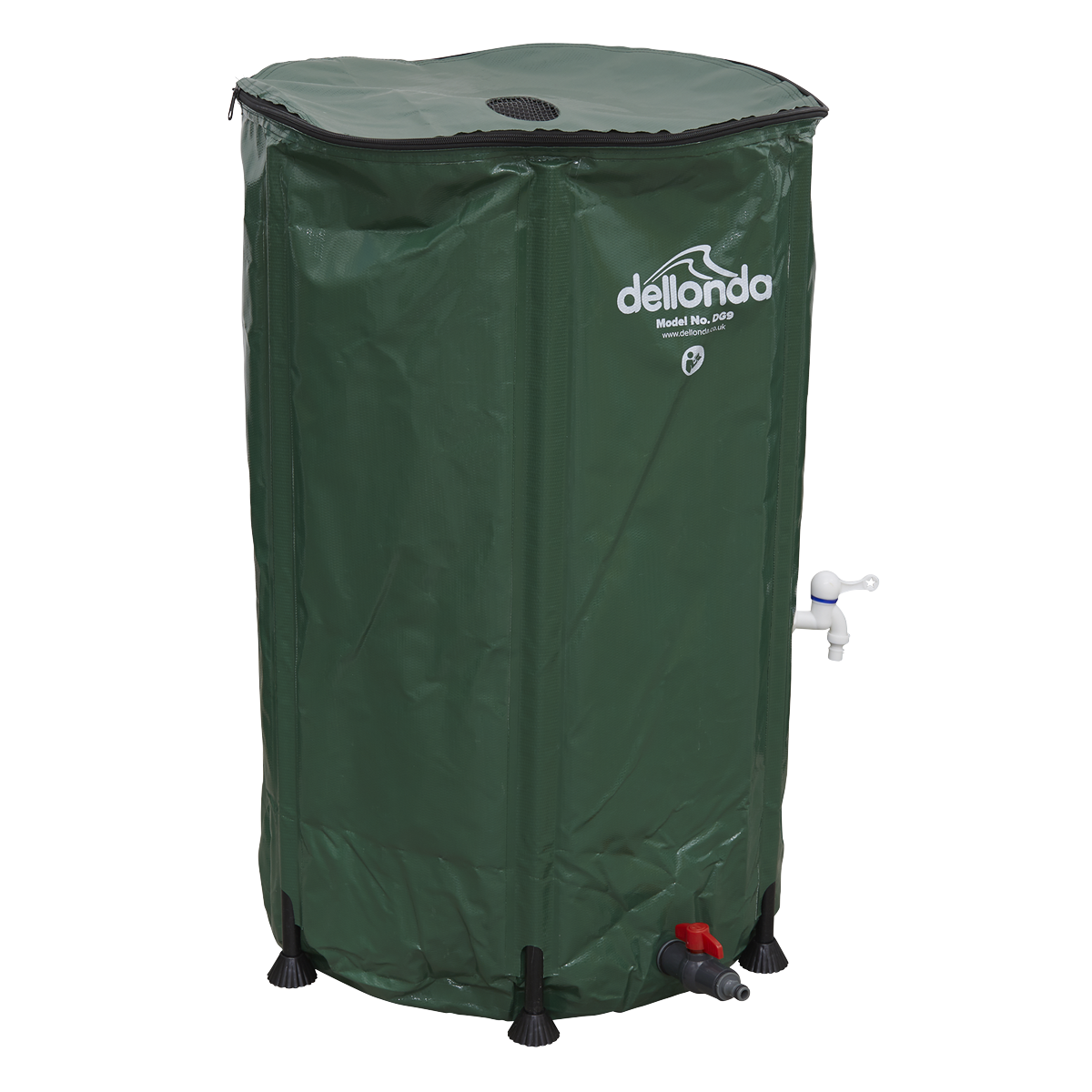 Dellonda DG9 Collapsible PVC Garden Water Butt with Zipped Lid & Drain Tap 250L