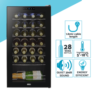 Baridi DH10 28 Bottle Wine Fridge with Digital Touchscreen Controls & LED Light - Black - additional view 7