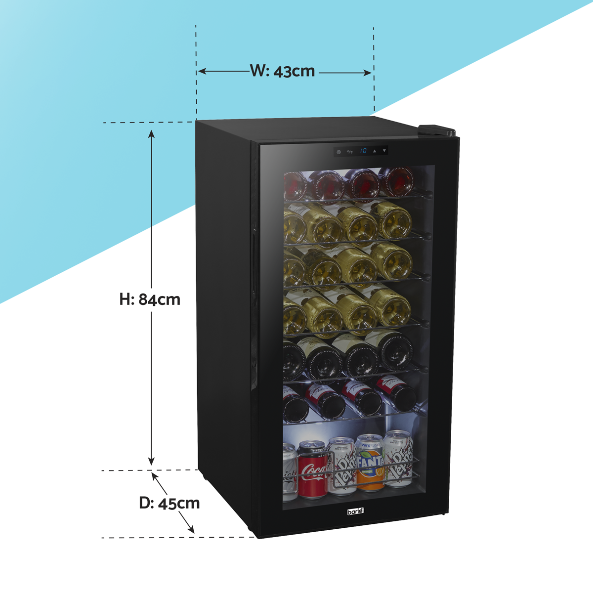 Baridi DH10 28 Bottle Wine Fridge with Digital Touchscreen Controls & LED Light - Black - additional view 6