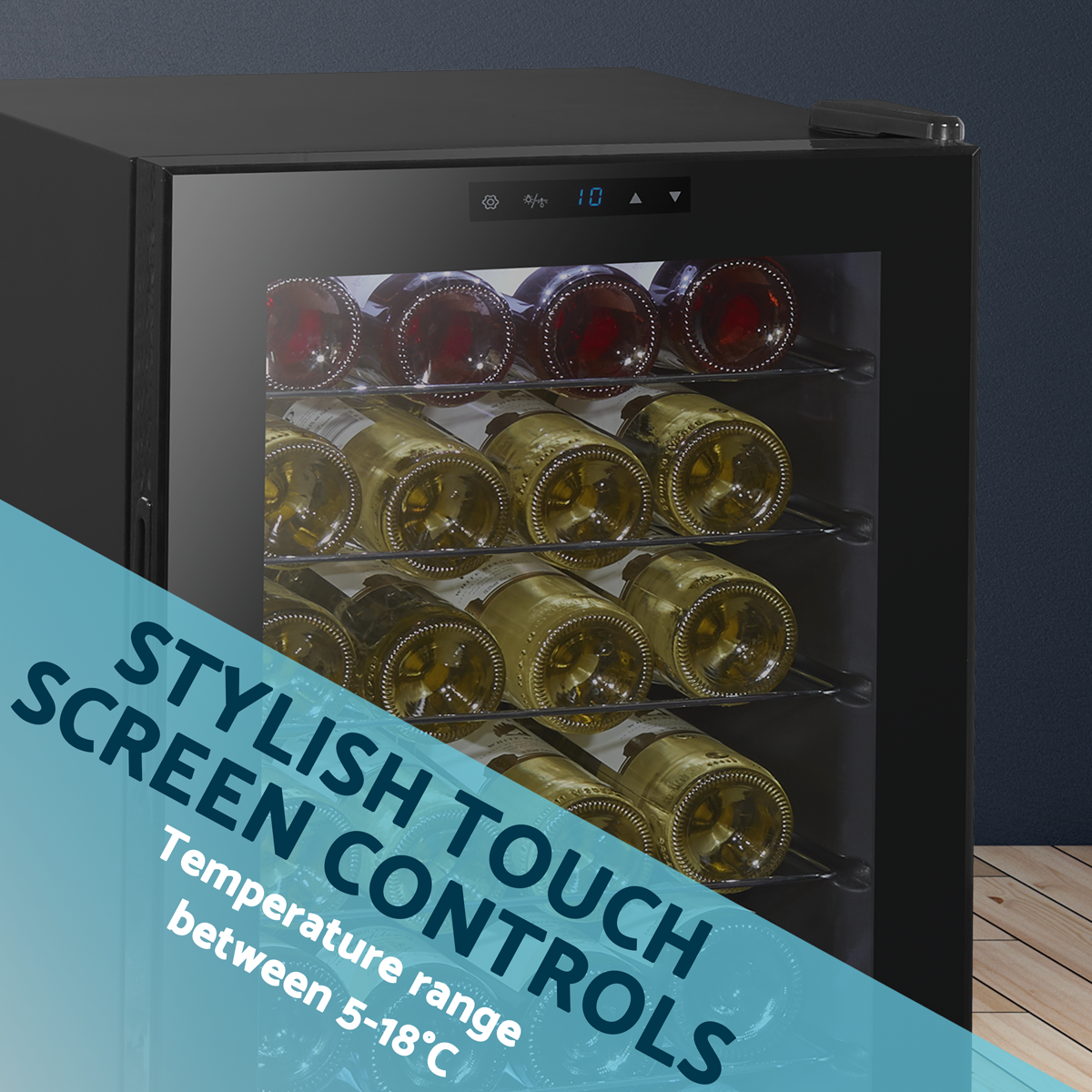 Baridi DH10 28 Bottle Wine Fridge with Digital Touchscreen Controls & LED Light - Black - additional view 10