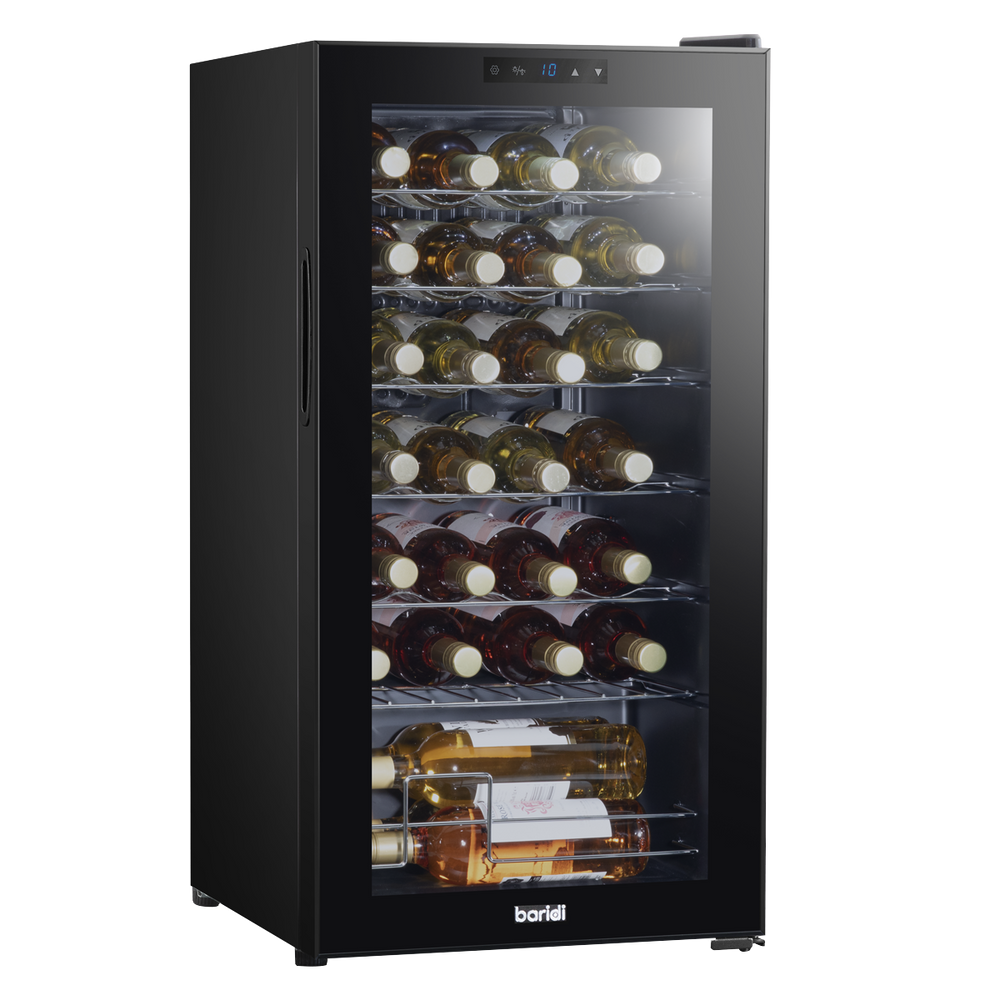Baridi DH10 28 Bottle Wine Fridge with Digital Touchscreen Controls & LED Light - Black