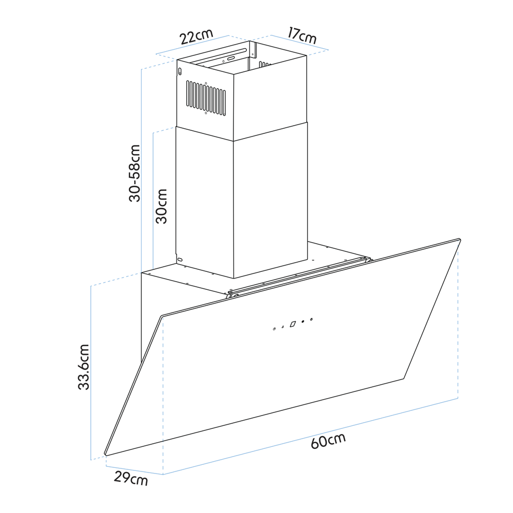 Baridi DH105 Angled Chimney Cooker Hood with Touch Controls & Carbon Filters 60cm - Black Glass - additional view 11