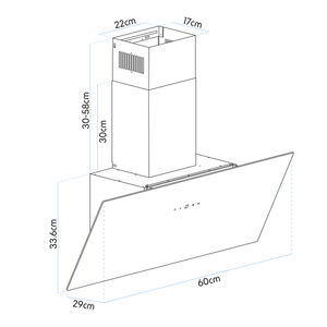 Baridi DH105 Angled Chimney Cooker Hood with Touch Controls & Carbon Filters 60cm - Black Glass - additional view 11