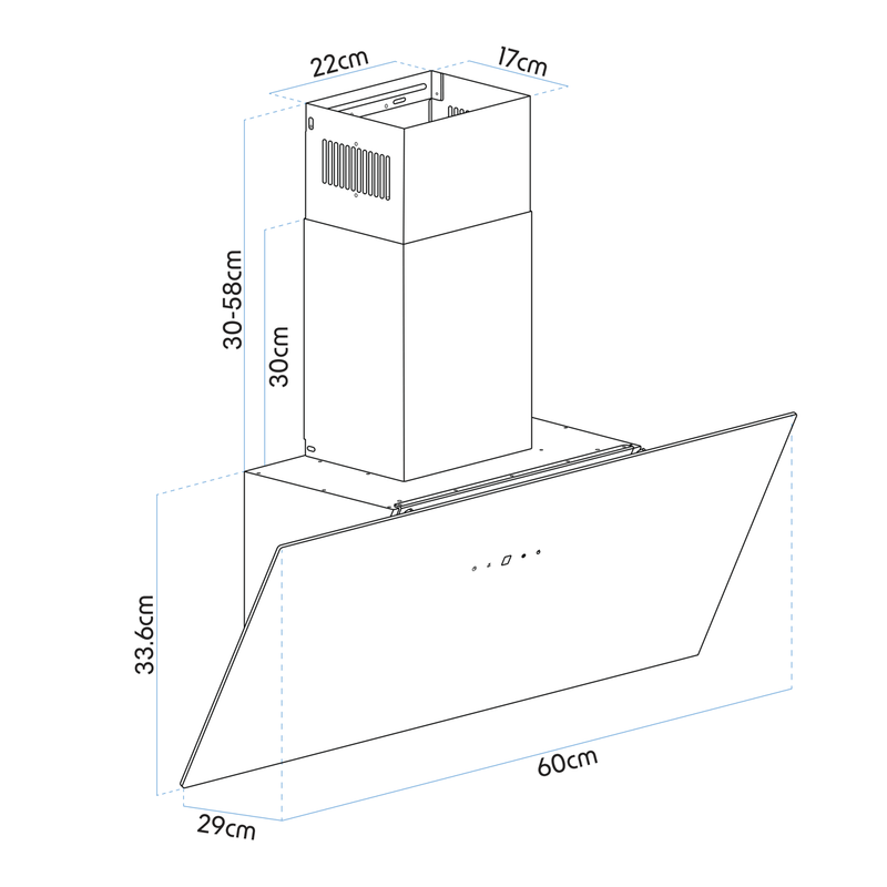 Baridi DH105 Angled Chimney Cooker Hood with Touch Controls & Carbon Filters 60cm - Black Glass - additional view 11