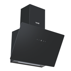 Baridi DH105 Angled Chimney Cooker Hood with Touch Controls & Carbon Filters 60cm - Black Glass