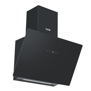 Baridi DH105 Angled Chimney Cooker Hood with Touch Controls & Carbon Filters 60cm - Black Glass