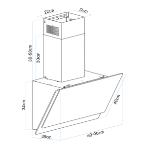 Baridi DH106 Angled Chimney Cooker Hood with Carbon Filters & LED Lamp 90cm, Energy Class A - Black Glass - additional view 7