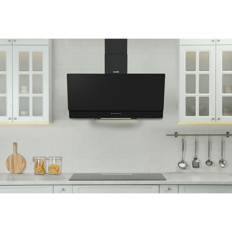 Baridi DH106 Angled Chimney Cooker Hood with Carbon Filters & LED Lamp 90cm, Energy Class A - Black Glass - additional view 9