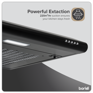 Baridi DH107 Visor Cooker Hood Extractor Fan 60cm - Black - additional view 2