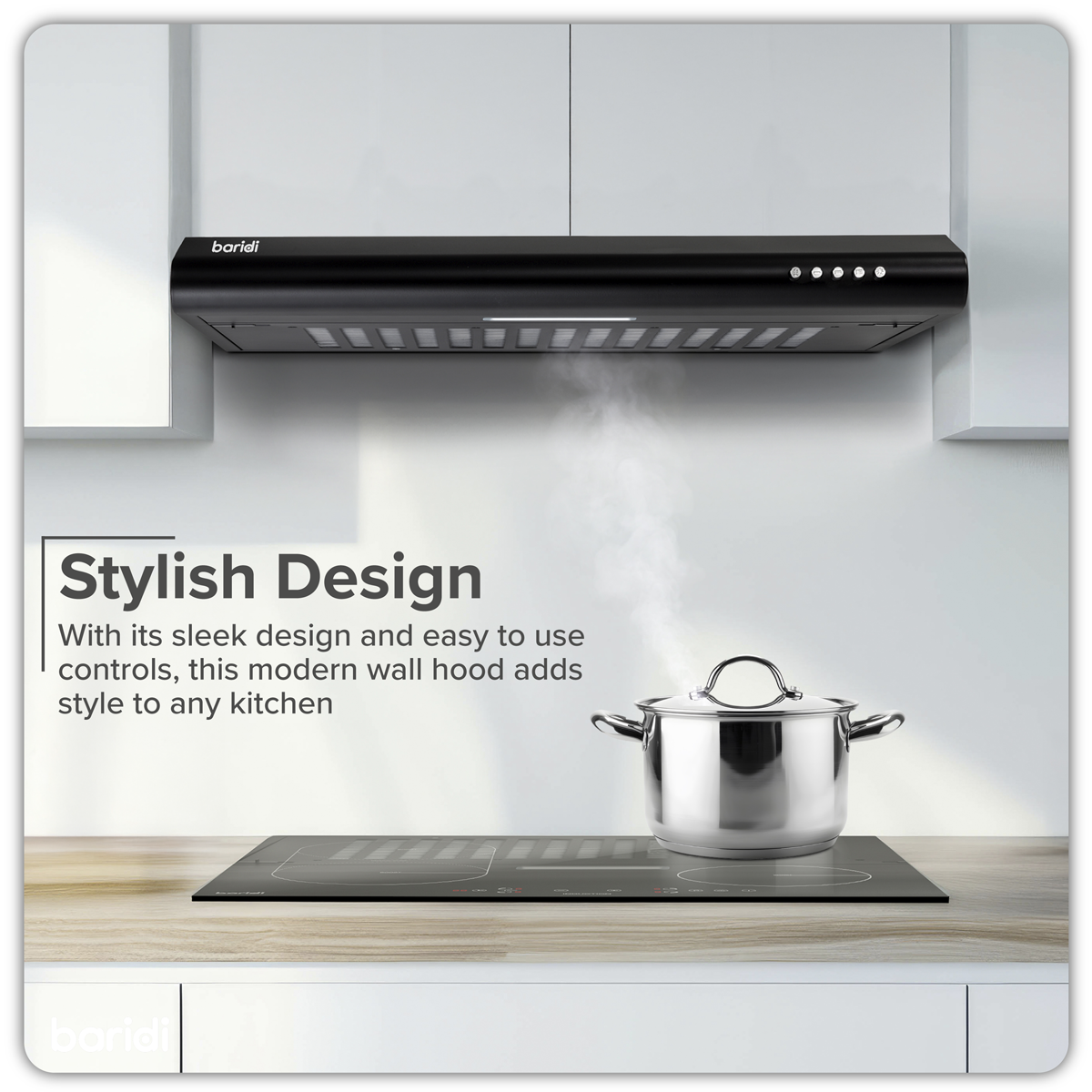 Baridi DH107 Visor Cooker Hood Extractor Fan 60cm - Black - additional view 3