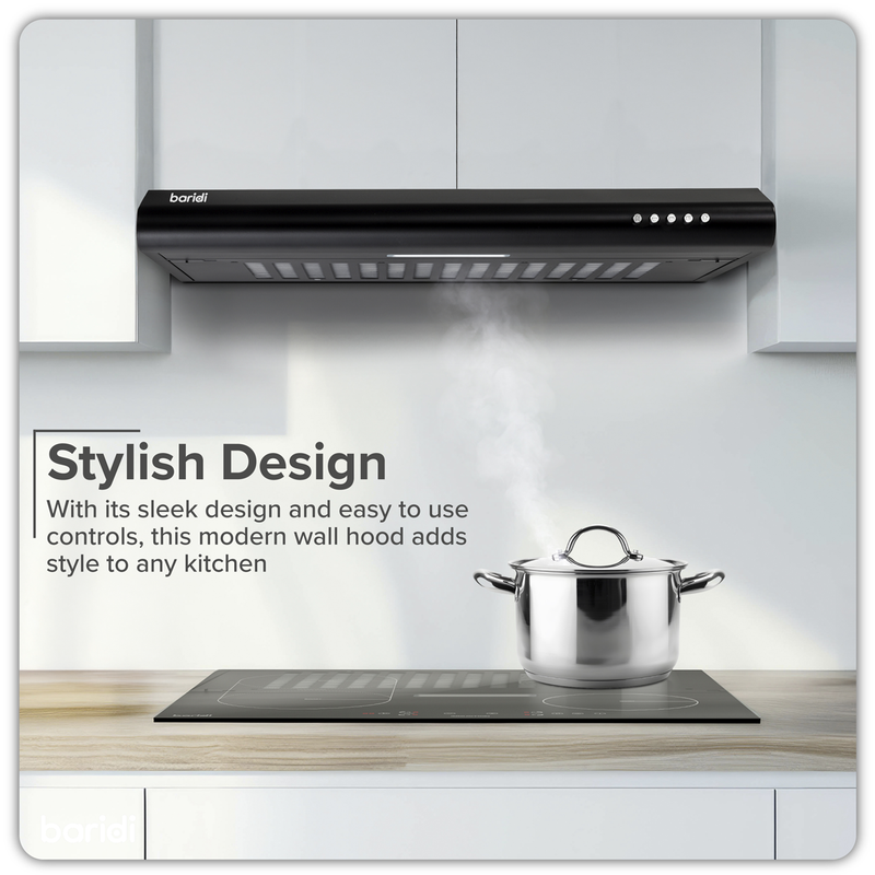 Baridi DH107 Visor Cooker Hood Extractor Fan 60cm - Black - additional view 3