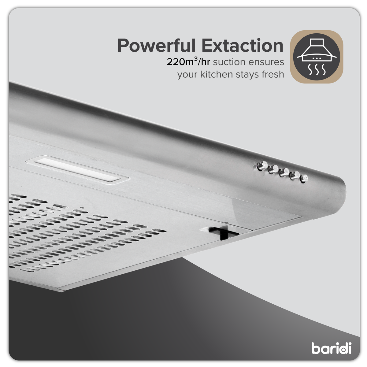 Baridi DH108 Visor Cooker Hood Extractor Fan 60cm - Stainless Steel - additional view 7