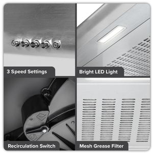 Baridi DH108 Visor Cooker Hood Extractor Fan 60cm - Stainless Steel - additional view 8