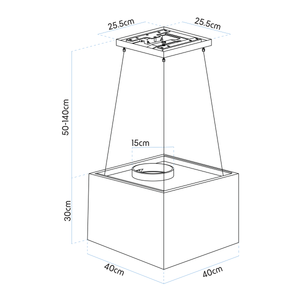 Baridi DH109 Square Island Cooker Hood 40cm - Black - additional view 14