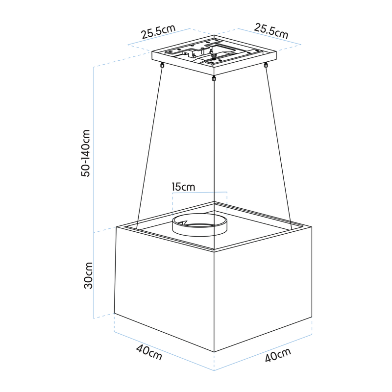 Baridi DH109 Square Island Cooker Hood 40cm - Black - additional view 14