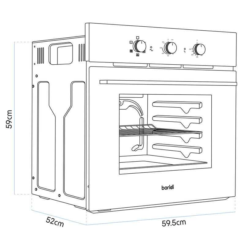 Baridi DH110 Built-In 5-Function Fan Assisted Oven with Timer 60cm, 55L Capacity - Black - additional view 18