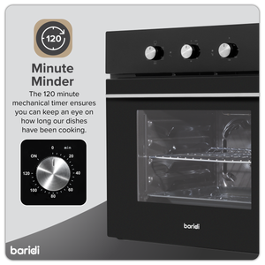 Baridi DH110 Built-In 5-Function Fan Assisted Oven with Timer 60cm, 55L Capacity - Black - additional view 11
